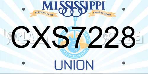 CXS7228 Mississippi License Plate