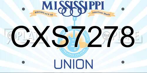CXS7278 Mississippi License Plate