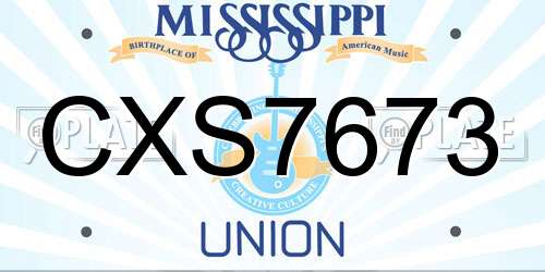 CXS7673 Mississippi License Plate