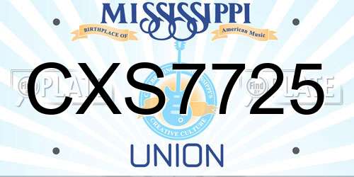 CXS7725 Mississippi License Plate