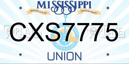 CXS7775 Mississippi License Plate