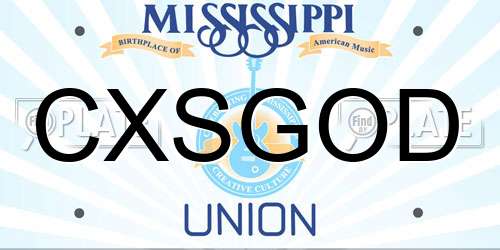 CXSGOD Mississippi License Plate