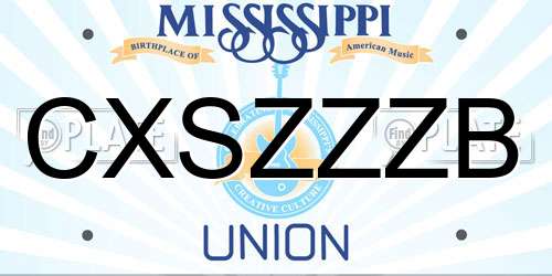 CXSZZZB Mississippi License Plate