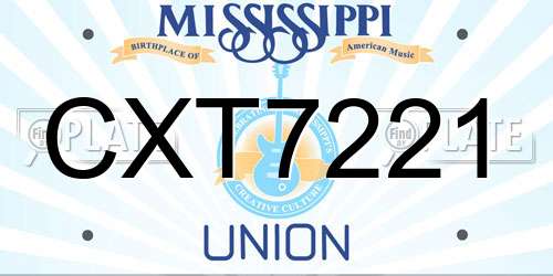 CXT7221 Mississippi License Plate