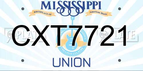 CXT7721 Mississippi License Plate