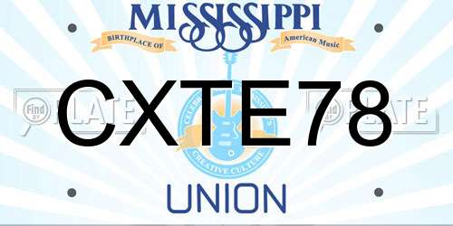 CXTE78 Mississippi License Plate