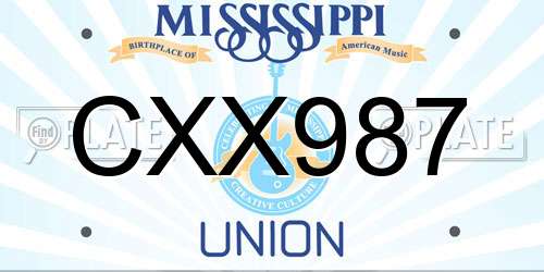 CXX987 Mississippi License Plate