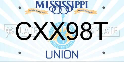 CXX98T Mississippi License Plate