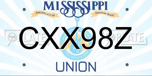 CXX98Z Mississippi License Plate