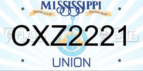 CXZ2221 Mississippi License Plate