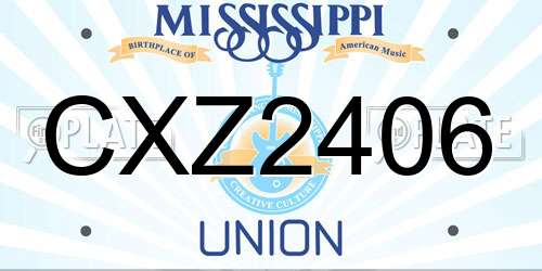 CXZ2406 Mississippi License Plate
