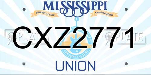CXZ2771 Mississippi License Plate