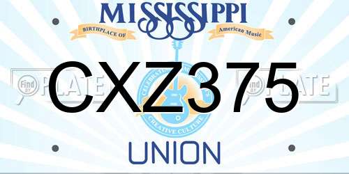 CXZ375 Mississippi License Plate