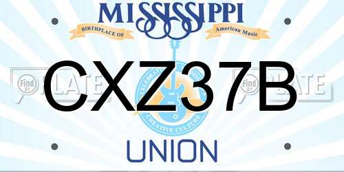 CXZ37B Mississippi License Plate