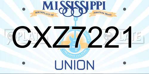 CXZ7221 Mississippi License Plate