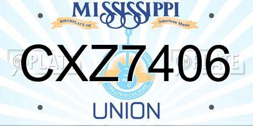 CXZ7406 Mississippi License Plate