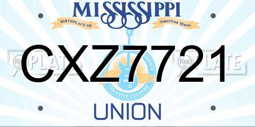 CXZ7721 Mississippi License Plate
