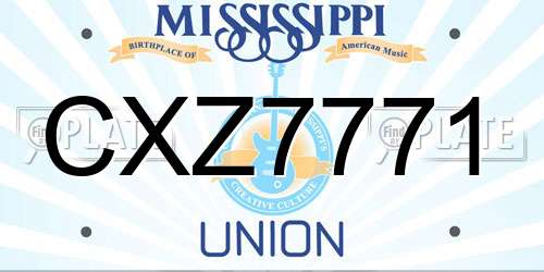 CXZ7771 Mississippi License Plate