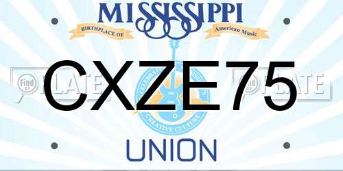CXZE75 Mississippi License Plate