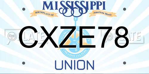 CXZE78 Mississippi License Plate
