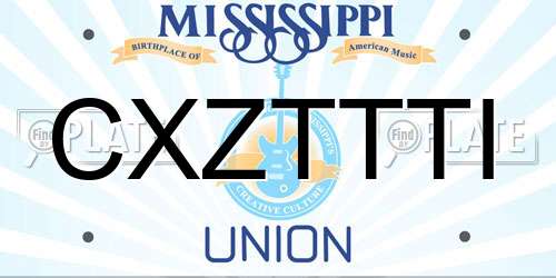 CXZTTTI Mississippi License Plate
