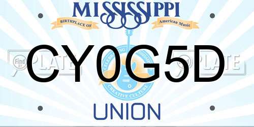 CY0G5D Mississippi License Plate