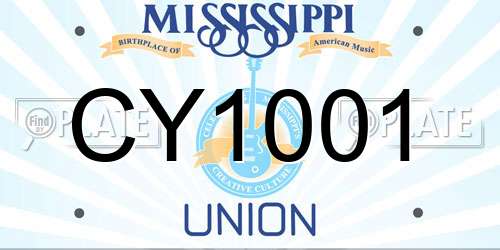 CY1001 Mississippi License Plate