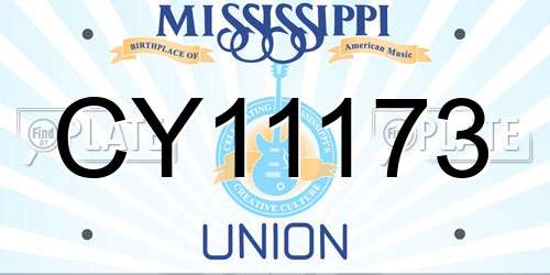 CY11173 Mississippi License Plate
