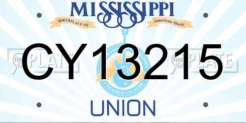 CY13215 Mississippi License Plate