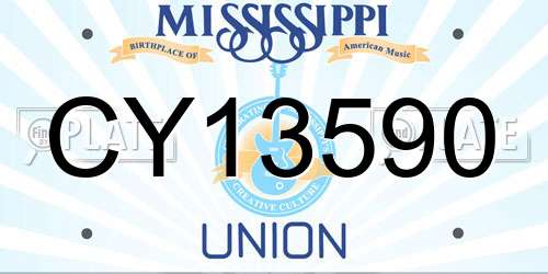 CY13590 Mississippi License Plate