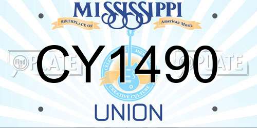 CY1490 Mississippi License Plate