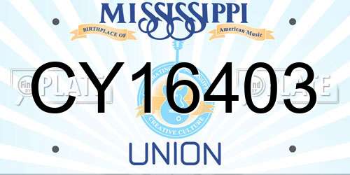 CY16403 Mississippi License Plate