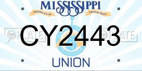 CY2443 Mississippi License Plate