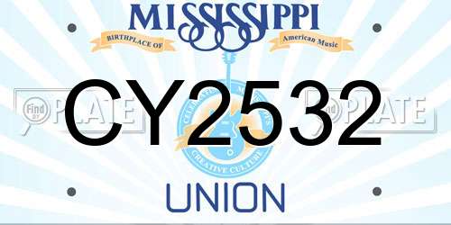 CY2532 Mississippi License Plate