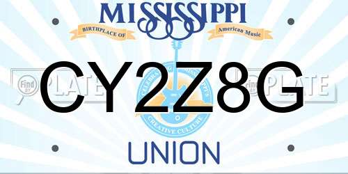 CY2Z8G Mississippi License Plate
