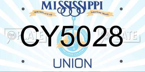 CY5028 Mississippi License Plate