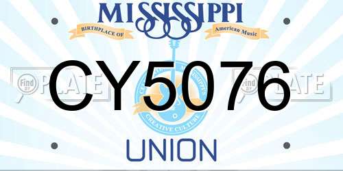 CY5076 Mississippi License Plate