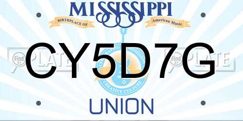 CY5D7G Mississippi License Plate