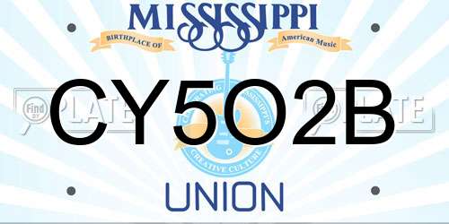CY5O2B Mississippi License Plate