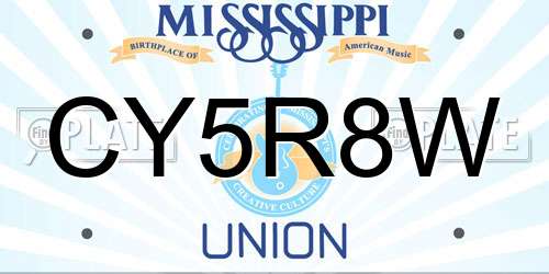 CY5R8W Mississippi License Plate