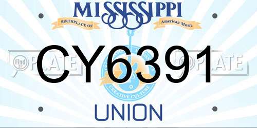 CY6391 Mississippi License Plate