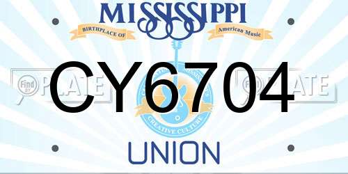 CY6704 Mississippi License Plate