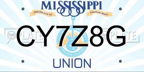 CY7Z8G Mississippi License Plate