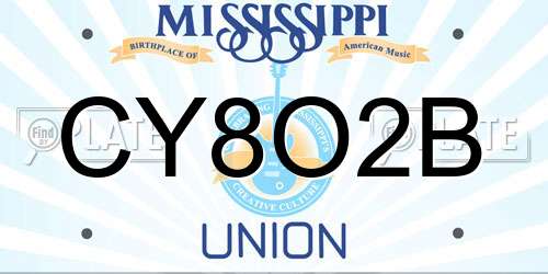 CY8O2B Mississippi License Plate