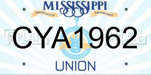 CYA1962 Mississippi License Plate