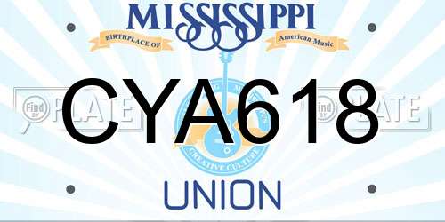 CYA618 Mississippi License Plate