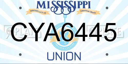 CYA6445 Mississippi License Plate
