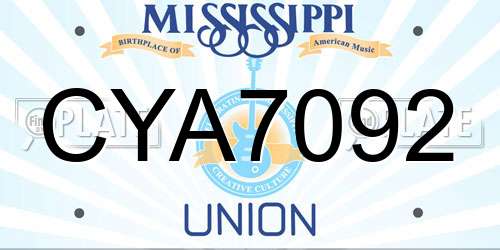 CYA7092 Mississippi License Plate