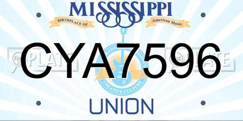 CYA7596 Mississippi License Plate