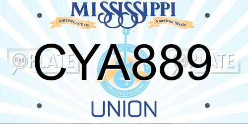 CYA889 Mississippi License Plate